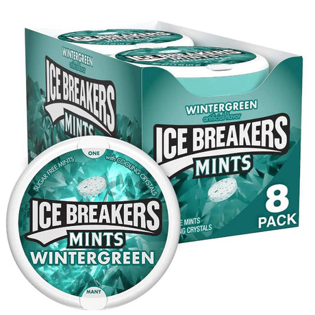 Ice Breakers Sugar Free Mints, Wintergreen - 24 Packs of 8 (5657209897116)