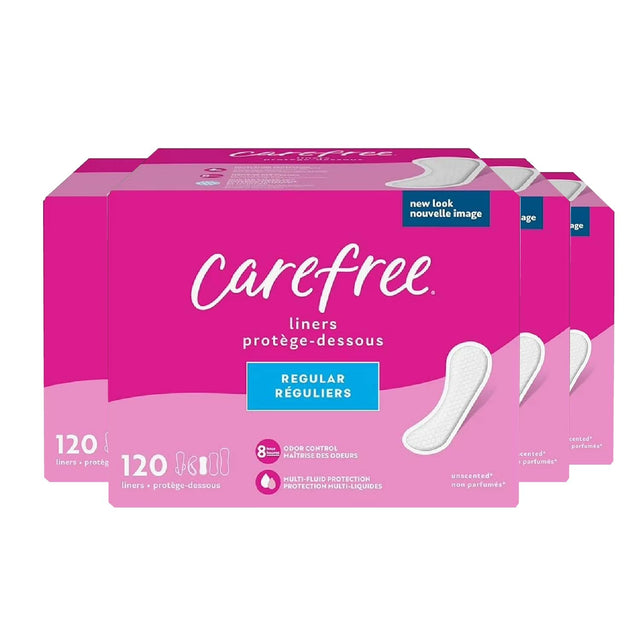 Carefree - Acti-Fresh Panty Liners, Soft and Flexible Feminine Care Protection, Regular - 120 Ct each - 4 Pack