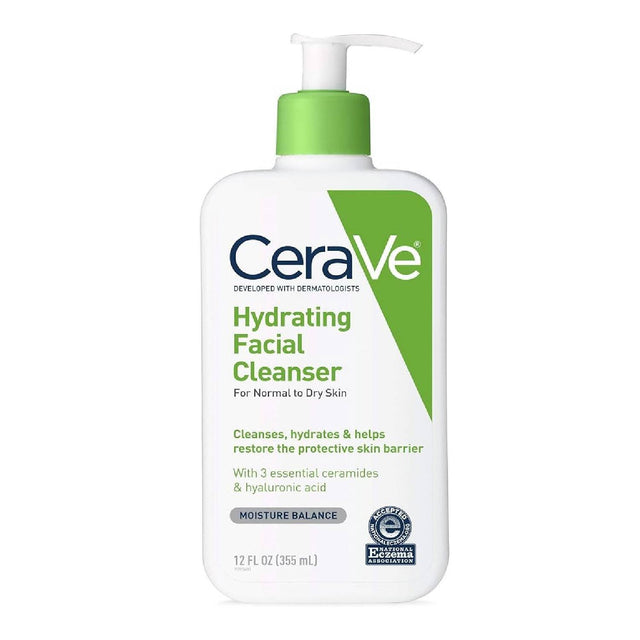 CeraVe Face Wash, Hydrating Facial Cleanser for Normal to Dry Skin 12 oz - 12 Packs