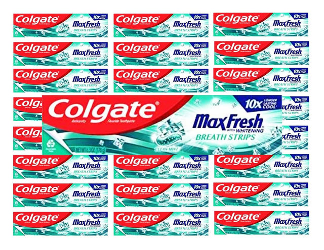 Colgate - Max Fresh with Whitening Toothpaste with Mini Breath Strips - 6.3 Oz Tube - 24 Pack