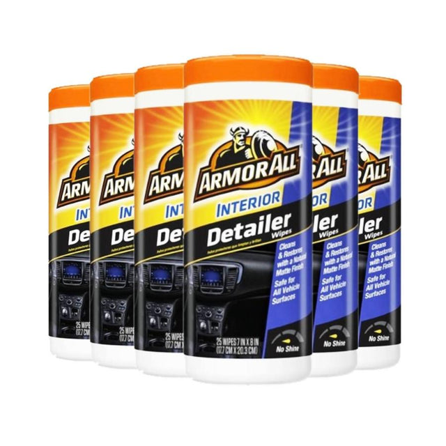 Armor All Interior Detailer Wipes Automotive Wash 25 ct  - 6 Pack