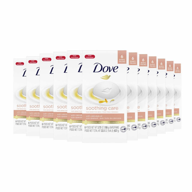 Dove Soothing Care Moisturizing Beauty Bar For Sensitive Skin  3.75 OZ 6 ct - 12 Pack (72 ct)