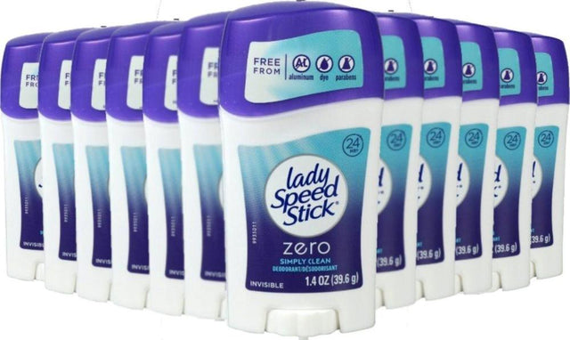 Lady Speed Stick Invisible Dry Antiperspirant & Deodorant  Zero Simply Clean  1.4 oz - 12 Pack