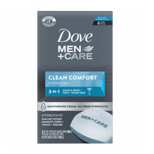 Dove Men+Care Clean Comfort Bar Soap - 3.75 Oz - 6 Ct - 12 Pack (72ct)