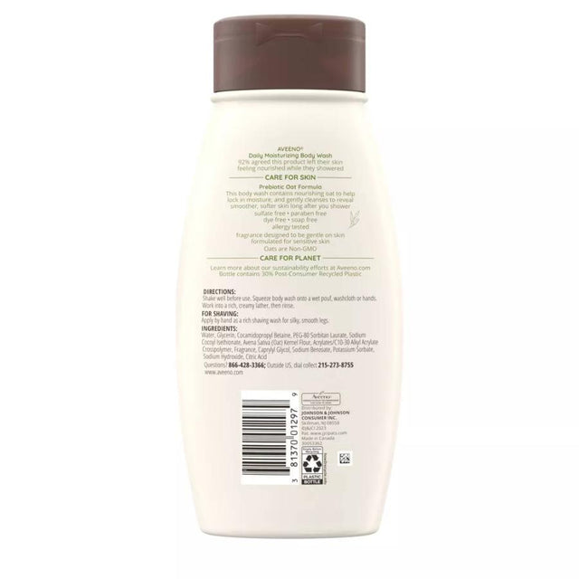 Aveeno - Daily Moisturizing Nourishes Dry Skin Body Wash  - 18 Oz - 12 Pack