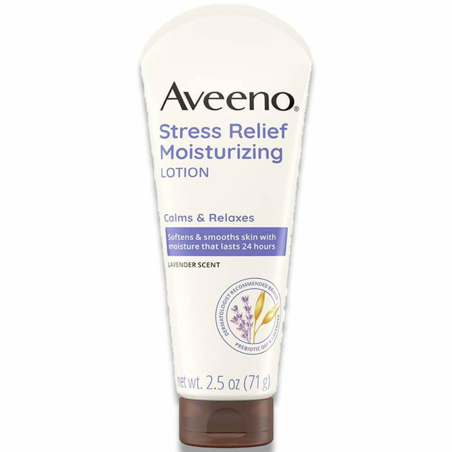 Aveeno Stress Relief Moisturizing Lotion Lavender Scent 2.5 Oz 12 Pack Contarmarket