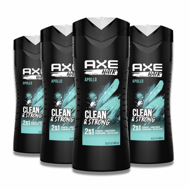 Axe - Hair Clean & Strong, 2 In 1 Shampoo + Conditioner, Apollo - 16 Oz - 4 Pack