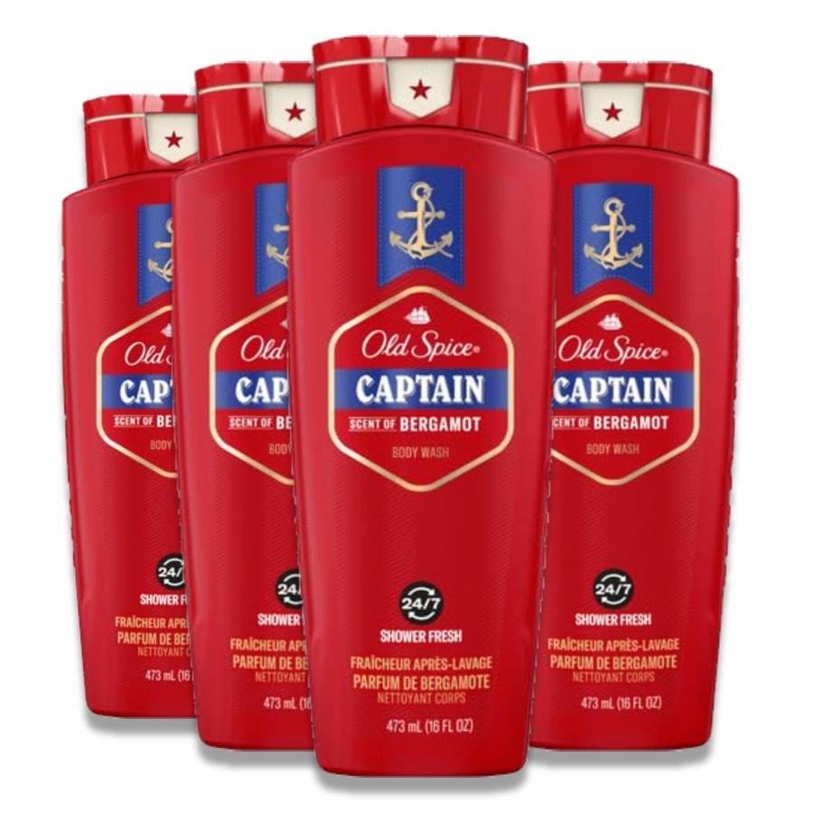 Old Spice - Red Collection Body Wash for Men, Captain - 16 Oz - 4 Pack