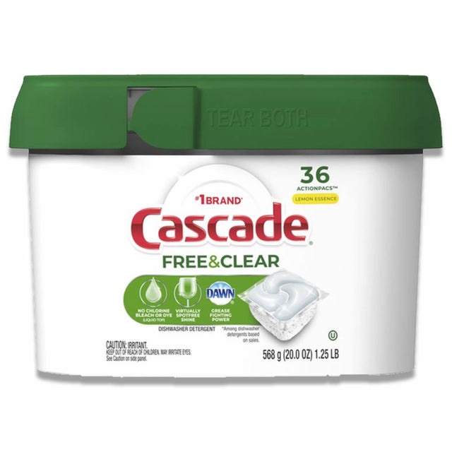 Cascade Free & Clear ActionPacs Dishwasher Detergent Pods, Lemon Essence, 36 Ct - 3 Pack