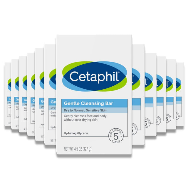 Cetaphil Gentle Cleansing Bar for Dry/Sensitive Skin - 4.5 Oz - 12 Pack Contarmarket