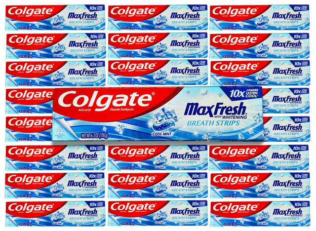 Colgate - Max Fresh with Whitening Breath Strips Cool Mint - 6.3 Oz - 24 Pack