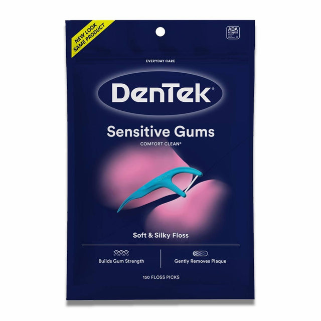 DenTek - Comfort Clean Sensitive Gums Floss Picks, Soft & Silky Ribbon - 150 Ct each - 30 Pack