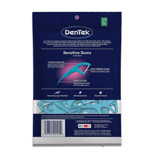 DenTek - Comfort Clean Sensitive Gums Floss Picks, Soft & Silky Ribbon - 150 Ct each - 30 Pack