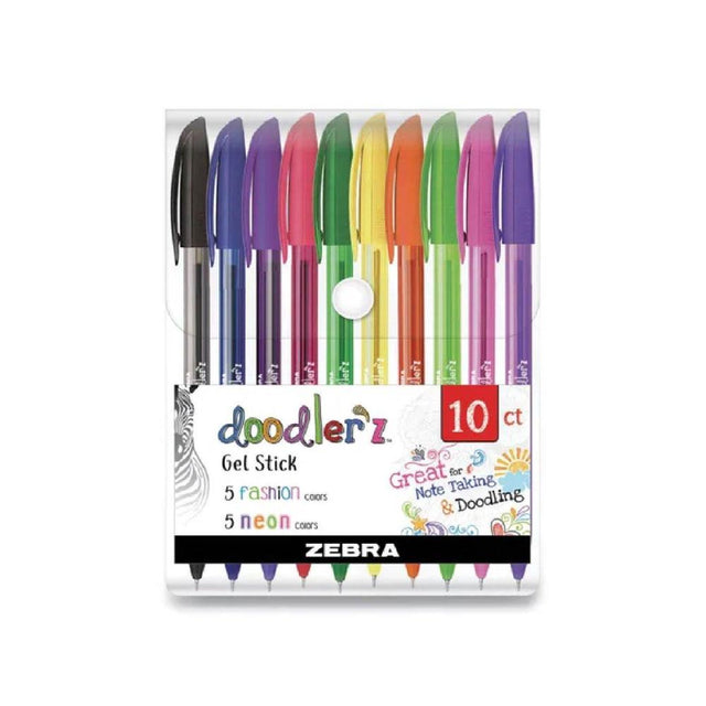 Zebra Pen Doodler'z Gel Stick Pen Set assorted  colors 10 ct - 12 Pack