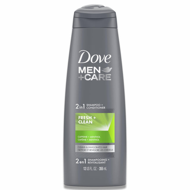 Dove - Men + Care, 2 in 1 Shampoo + Conditioner, Fresh + Clean, Caffeine + Menthol - 12 Oz - 6 Pack