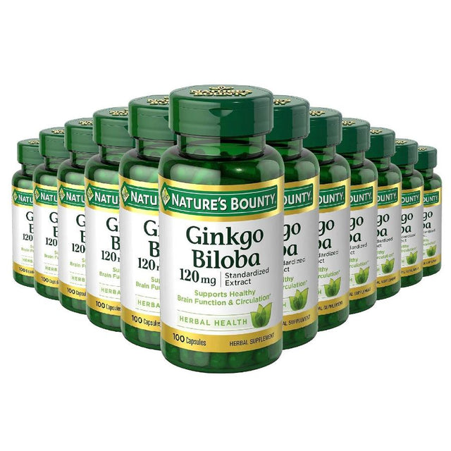 Nature's Bounty, Ginkgo Biloba, 120 mg, 100 Capsules -12 Pack