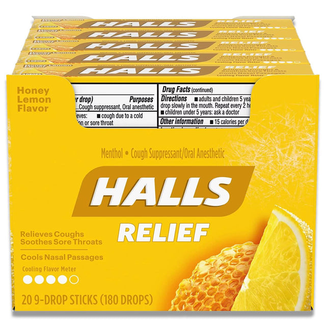 Halls Honey Lemon Cough Drops - 20 Ct Each Contarmarket