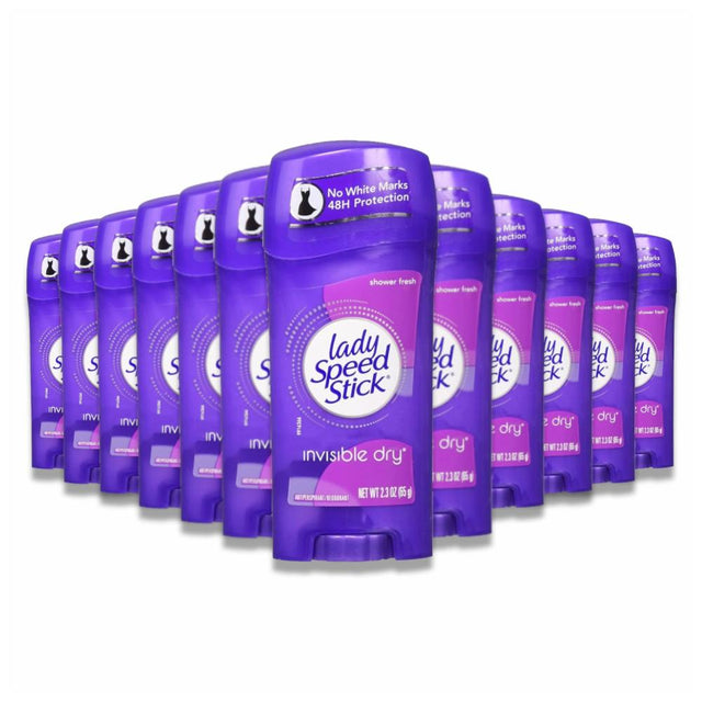 Lady Speed Stick Invisible Dry Antiperspirant & Deodorant, Shower Fresh - 2.3 Oz - 12 Pack