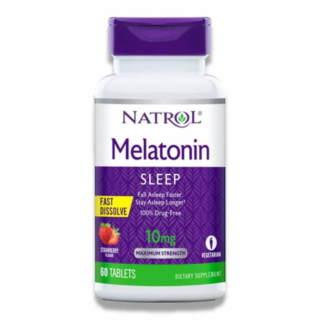 Natrol Melatonin Sleep Fast Dissolve Strawberry 10mg 60 Tablets 12 Pack Contarmarket