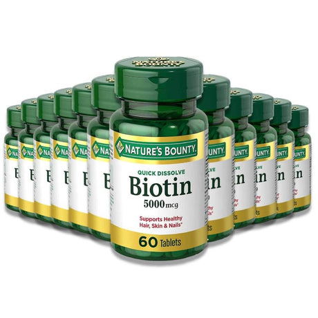 Nature's Bounty Biotin Quick Dissolve 5,000 mcg 60 Tablets - 12 Pack Contarmarket