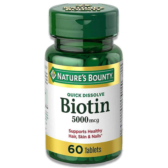 Nature's Bounty Biotin Quick Dissolve 5,000 mcg 60 Tablets - 12 Pack Contarmarket