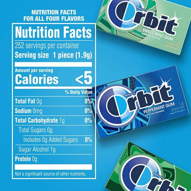 Orbit Gum Variety Box - 14 Pieces Each - 18 Packs