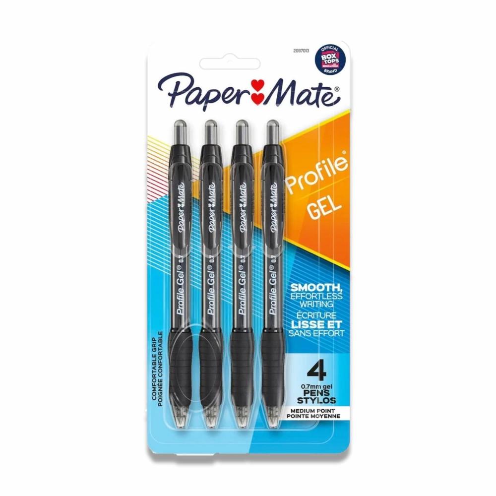 Paper Mate - Profile Retractable Gel Pens, Black, 0.7mm - 4 Ct - 48 Pack