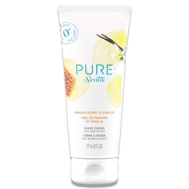 PURE by Gillette Venus Shaving Cream, Manuka Honey & Vanilla - 6 Oz - 6 Pack Contarmarket