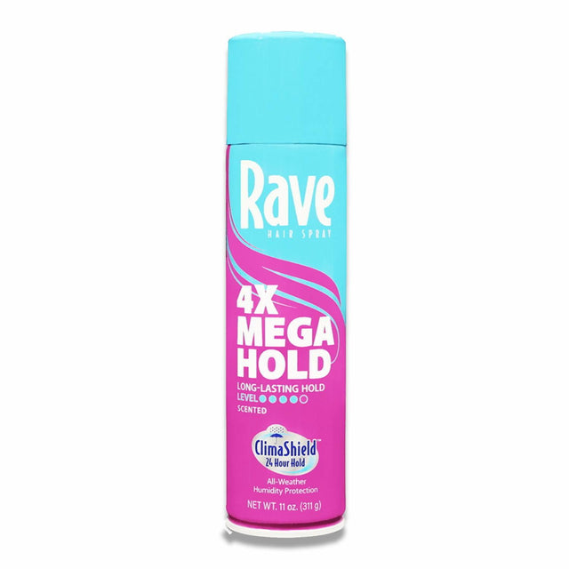 Rave - 4X Mega Humidity Resistant Aerosol Hair Spray - 11 Oz - 12 Pack