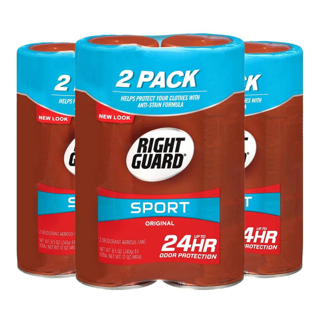 Right Guard Sport Original Deodorant Aerosol Spray, 8.5 fl oz Twin Pack-  (Total 6 ct) - 3 Pack