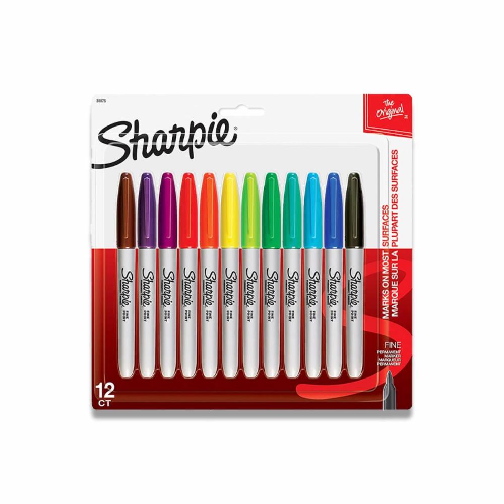 Sharpie - Permanent Markers Fine Tip Multicolored - 12 Count - 12 Pack