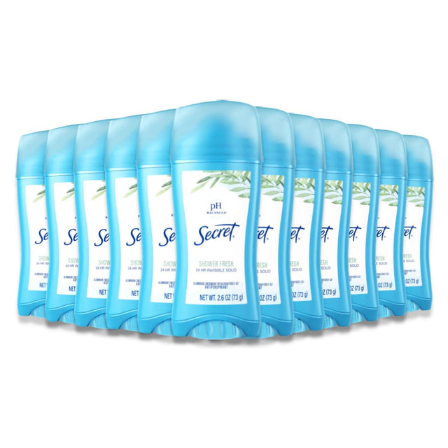 Secret Shower Fresh Invisible Solid Antiperspirant & Deodorant - 2.6 Oz - 12 Pack