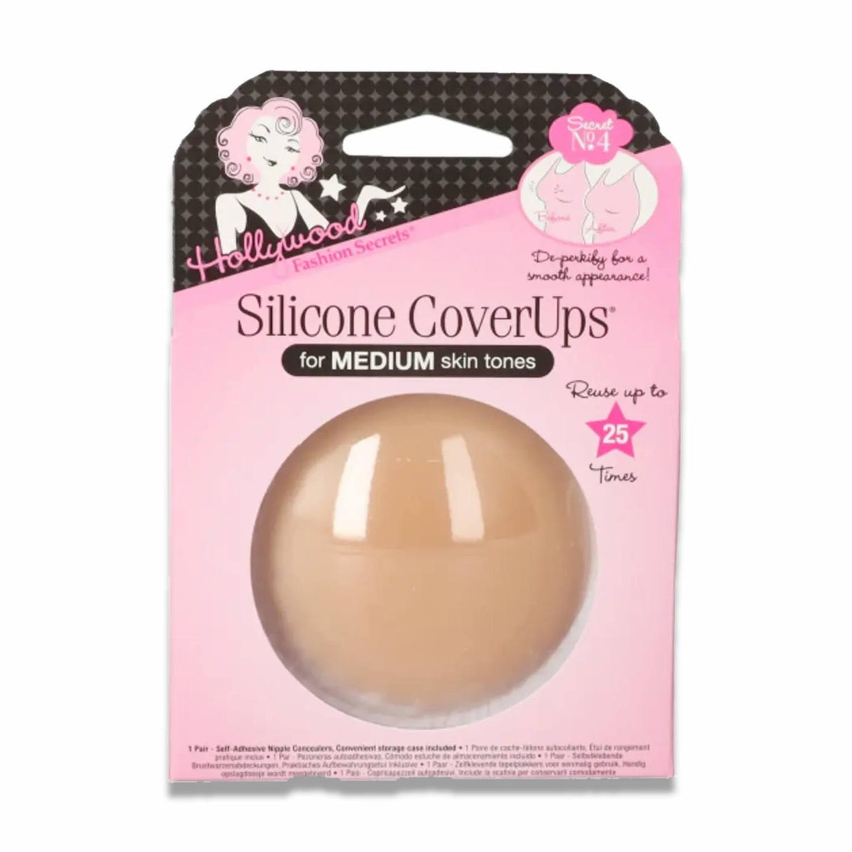 Hollywood Fashion Secrets -Silicone Nipple Covers, Medium Skin Tone - 12 Pack