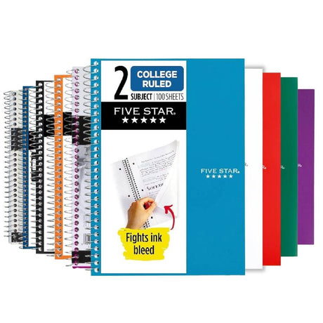 Mead Five Star Spiral Notebooks College Ruled 2 Subject 120 Sheets 12 Pack Contarmarket